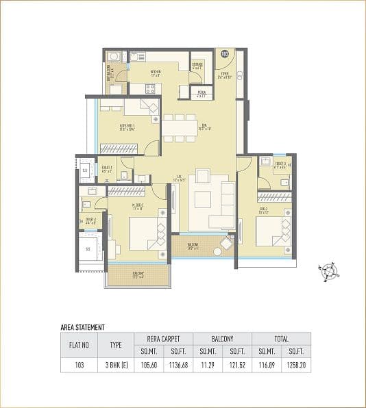 Tower B-3 BHK(E)